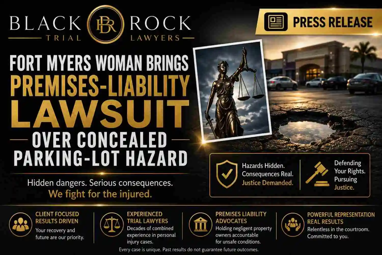 FORT MYERS WOMAN BRINGS PREMISES-LIABILITY LAWSUIT OVER CONCEALED PARKING-LOT HAZARD