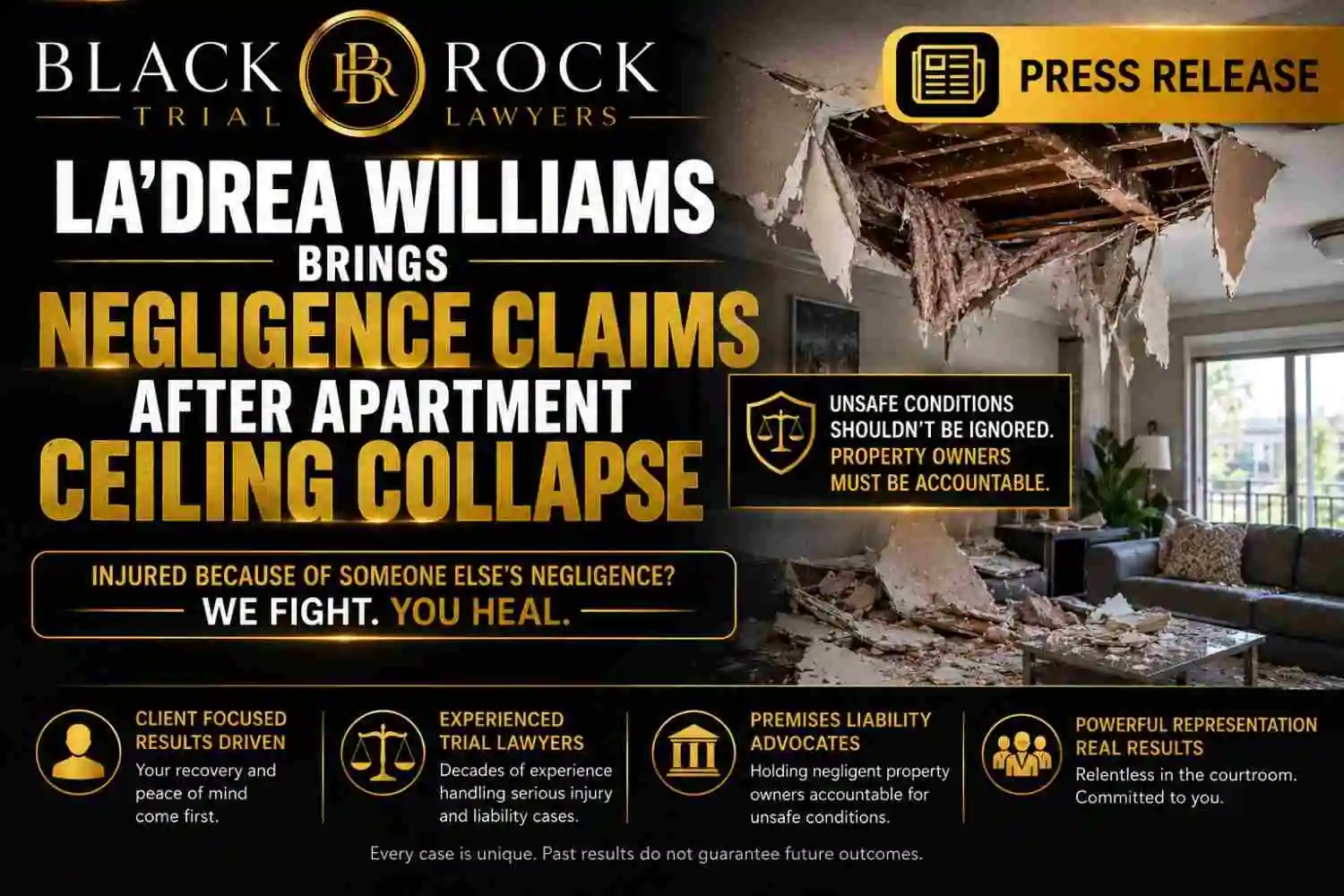 La’Drea Williams Brings Negligence Claims After Apartment Ceiling Collapse